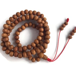 Original Tibetan Sandalwood 108 Beads Full Mala Prayer Beads Adjustable Wood Beads Buddhist Sandalwood Mala Beads Wood Bead