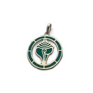 Tibetan Conch Shell Auspicious Symbol Pendant, Buddhist Pendant, Tibetan Pendant, Meditation Pendant, Yoga Pendant, Spiritual Pendant