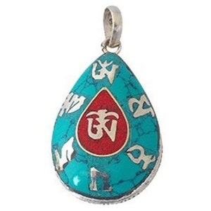 Tibetan Buddhist Mantra Om Mani Padme Hum and Om Silver Pendant, Tibetan Pendant, Meditation Pendant, Yoga Pendant, Tibetan Om Pendant,