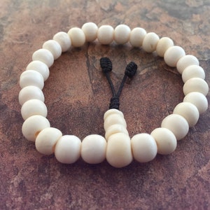 Tibetan White Yak Bone Beads STRETCH Bracelet, Bone Bracelet, Meditation Bracelet, Yoga Bracelet, Bone Beads, Tibetan Beads, Mantra Bracelet