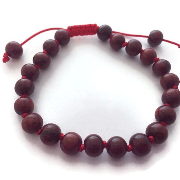 Hand Knotted Rosewood Beads Mala Bracelet Adjustable, Rosewood Beads Bracelet, Wood Beads Bracelet, Meditation Beads, Yoga Beads, Rosewood