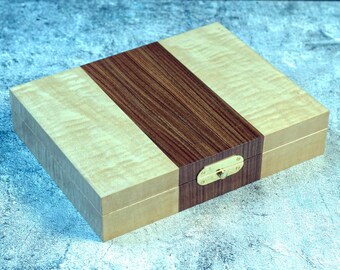 Handmade Rosewood & Maple Cufflink Box: Personalized Wooden Gift