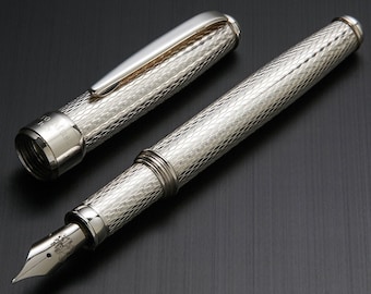 Italian Crafted Sterling Silver Fountain Pen: Classic Barley