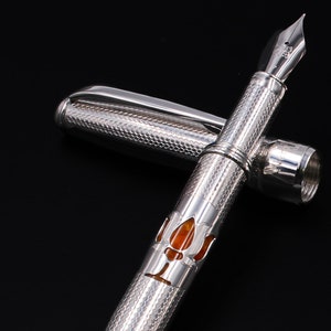 Lotus-vulpen van 925 sterlingzilver – handgemaakt in Italië – aangepaste harskleuren – bock penpunt – luxe cadeau voor schrijvers en verzamelaars