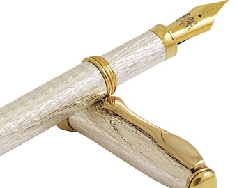 スターリングシルバー製ハンドメイド万年筆、925刻印入り - イタリア製ハンドメイド高級筆記具