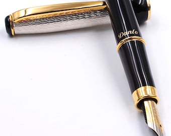 Personalized Italian Fountain Pen - Lacquer & Sterling Silver - Custom Engraved with Name for a Gift