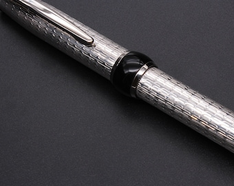 Handmade Sterling Silver Fountain Pen - Original Italian Guilloché Design