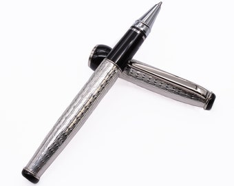 Bolígrafo roller de plata de ley hecho a mano - Diseño italiano - Regalo de lujo