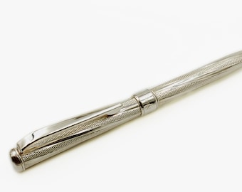 Italian Craftsmanship: Sterling Silver Ballpoint Pen with Gaudí Style Engraving