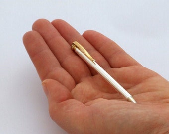 Mini Ballpoint Pen in Sterling Silver Hallmarked 925 Wallet Size Dimensions Made in Italy