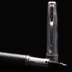 Ancient Bog Oak Rollerball Pen – 5000 Years Old with Silver 925, Made in Italy