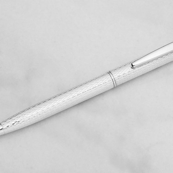 Artisan Excellence: Athene Sterling Silver Ballpoint Pen with Elegant Guilloche Engraving, Handmade in Italy