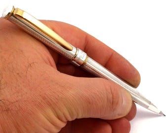Vintage bedel: handgemaakt sterlingzilveren potlood met vintage guillochépatroon