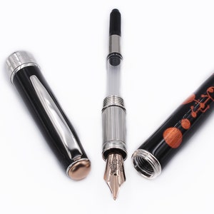Unique UFO Fountain Pen, Crop Circle Engraved, 925 Sterling Silver Grip, Made in Italy
