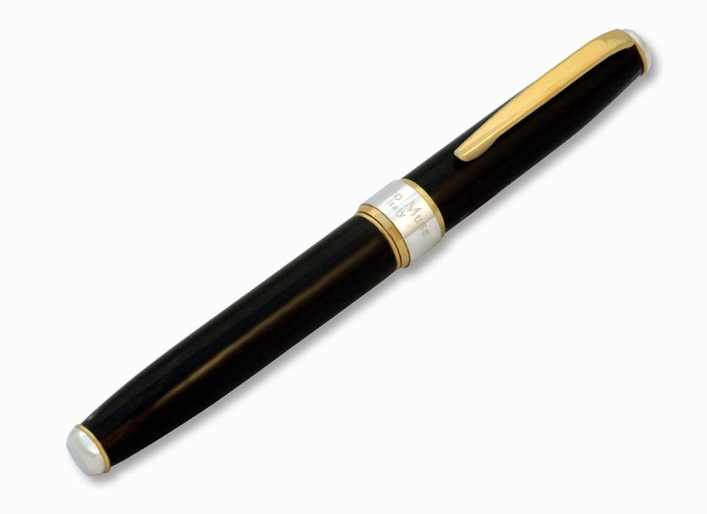 Handmade Horn Rollerball Pen for Him Natural Indian Buffalo Horn Sterling Silver Handturned in Italy