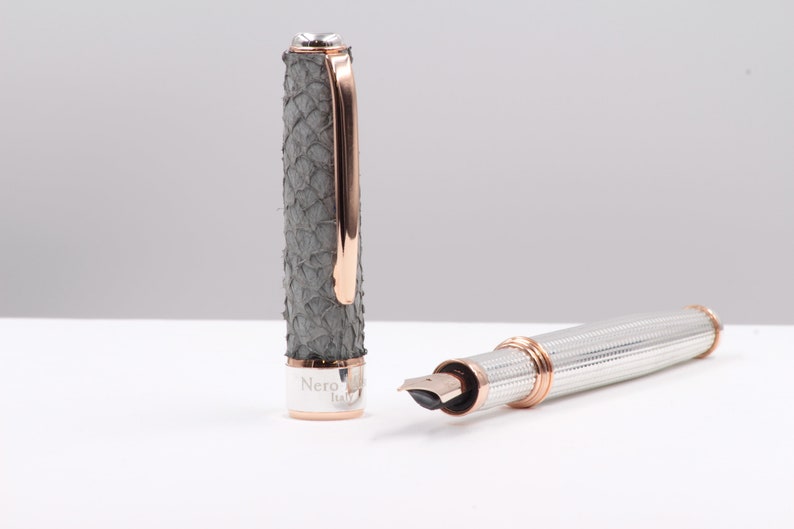 Fountain Pen Sterling Silver Sustainable Genuine Leather Etsy