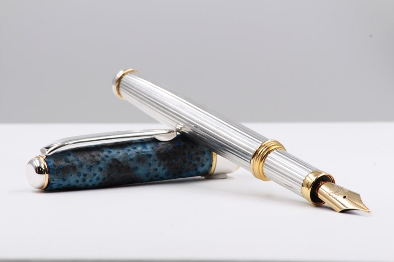 Fountain Pen Sterling Silver Sustainable Genuine Leather Etsy