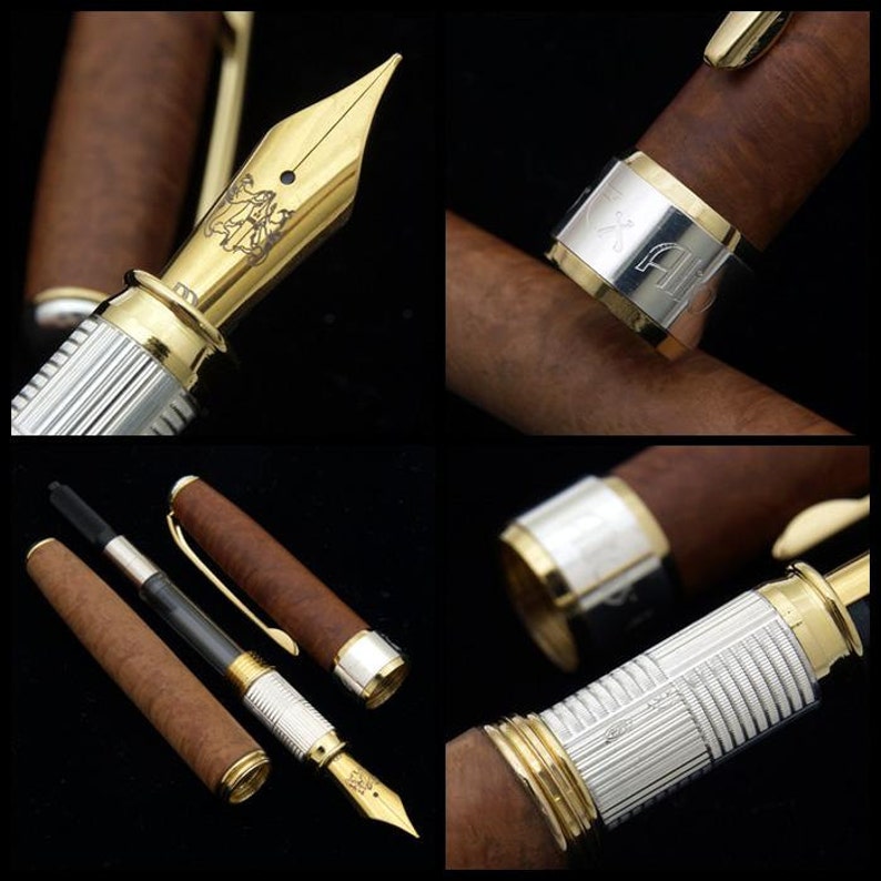 Fountain Pen Italian Briar Root Wood Silver 925 Grip Etsy