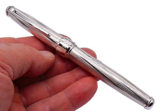 Stylo Plume Trussardi En Argent Sterling 925 - Pointe Fine (F), Fabriqué En Italie, Occasion