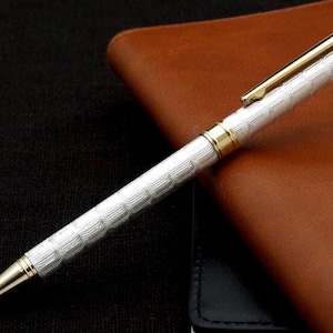 Elegante bolígrafo para mujer, hecho a mano en plata de ley maciza 925, artesanía italiana, mecanismo de giro.