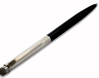 Kapazitiver Stylus Pen Sterling Silber 925 & Schwarzer Lack Handgemacht in Italien