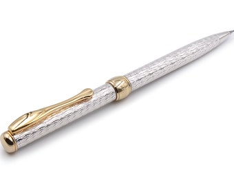 925 Silver  Mechanical Pencil Gold Plated TrimmingDesign Details Handmade in Italy