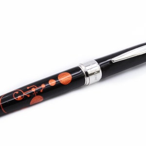 Unique UFO Fountain Pen, Crop Circle Engraved, 925 Sterling Silver Grip, Made in Italy