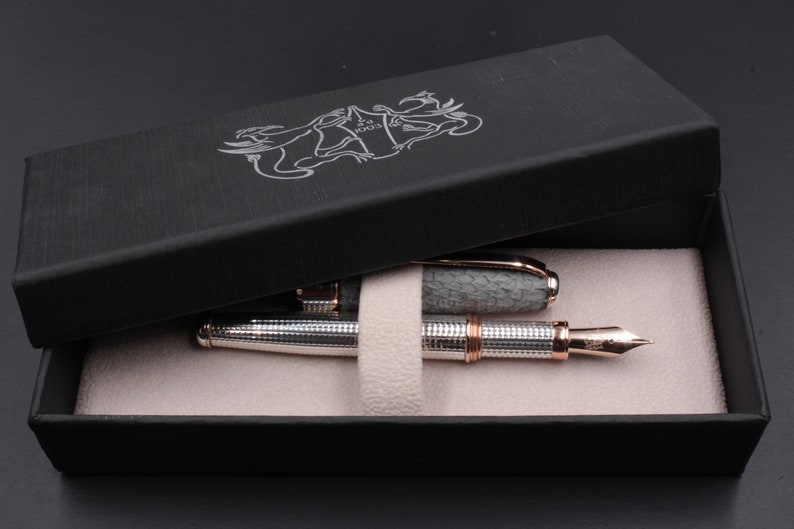 Fountain Pen Sterling Silver Sustainable Genuine Leather Etsy