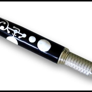 Unique UFO Rollerball Pen, Crop Circle Engraved, 925 Sterling Silver Grip, Made in Italy