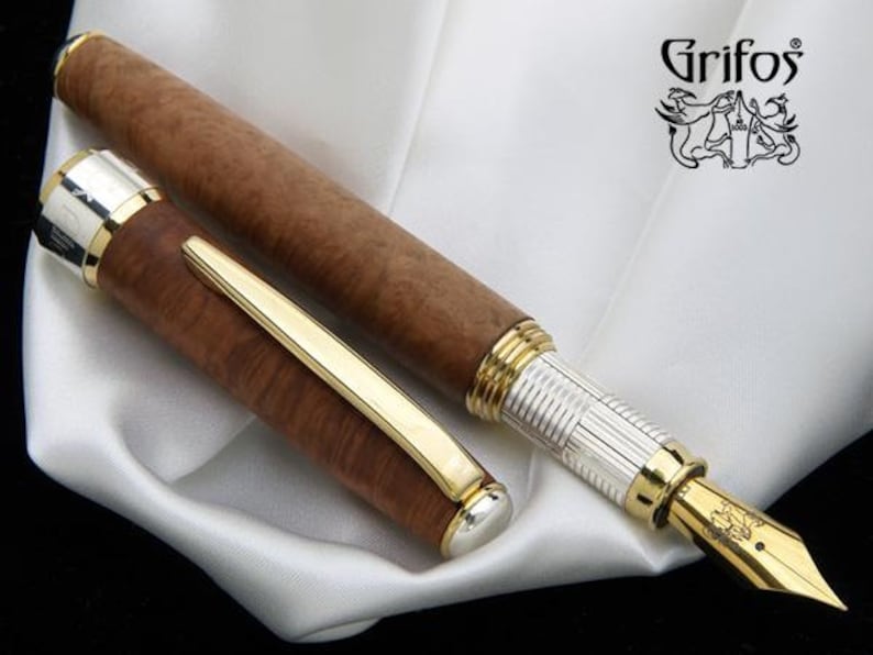 Fountain Pen Italian Briar Root Wood Silver 925 Grip Etsy