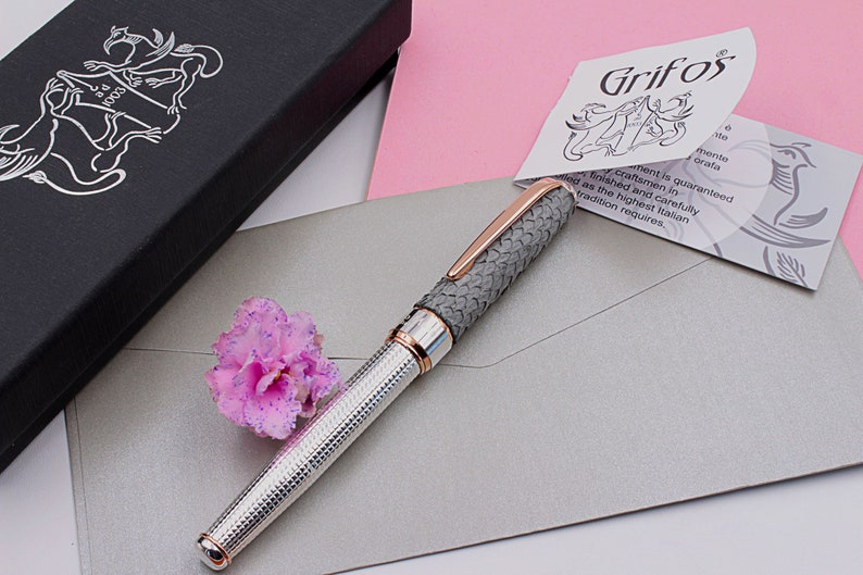 Fountain Pen Sterling Silver Sustainable Genuine Leather Etsy