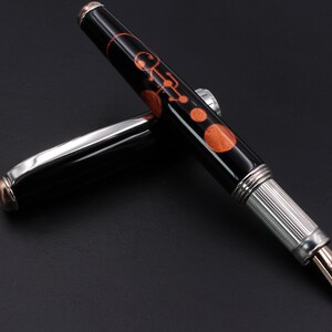 Unique UFO Fountain Pen, Crop Circle Engraved, 925 Sterling Silver Grip, Made in Italy