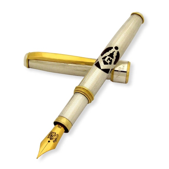Handmade Fountain Pen Sterling Silver 925 Pen Masonic Symbol Etsy