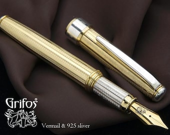 Fountain Pen Vermeil Sterling Silver Hallmarked 925 Handmade in Italy