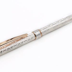 Pen & the City: Sterling Silver Ballpoint Pen with Red Gold Plated Details, Handcrafted in Italy