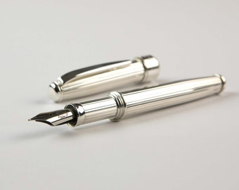 Fountain Pen Handmade in Sterling Silver Hallmarked 925 Long Distance Gift for Her and Him