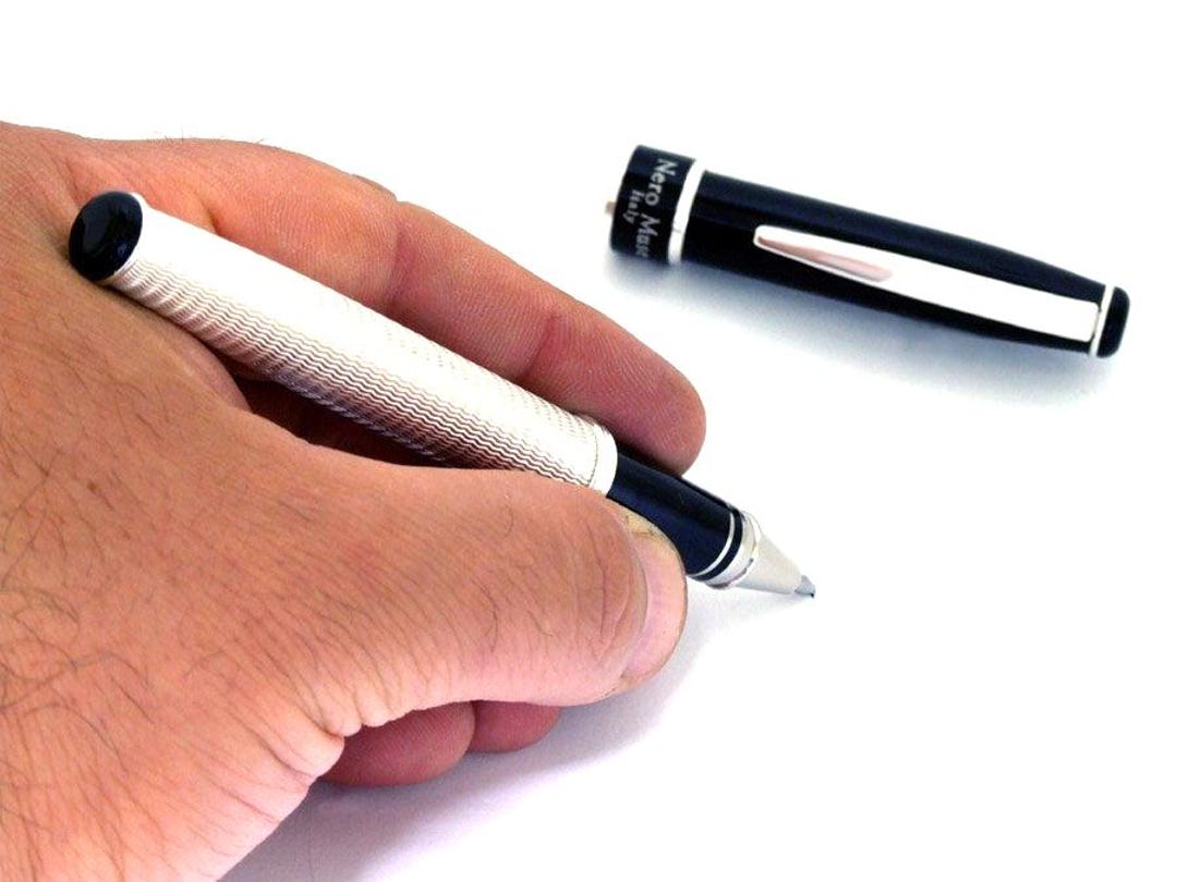 紳士用ローラーボールペン（スターリングシルバー＆ブラックラッカー