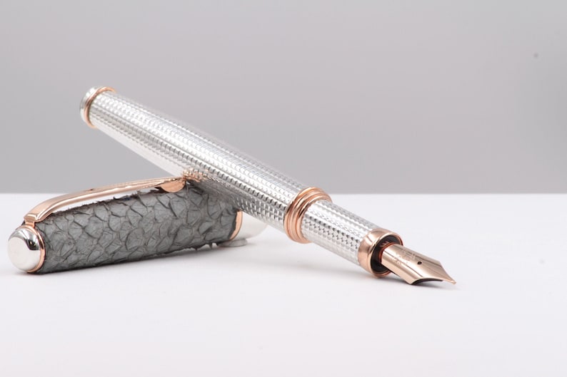 Fountain Pen Sterling Silver Sustainable Genuine Leather Etsy