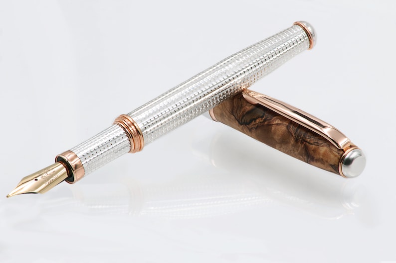 Handmade Fountain Pen Sterling Silver and Truly Italian Olive Etsy
