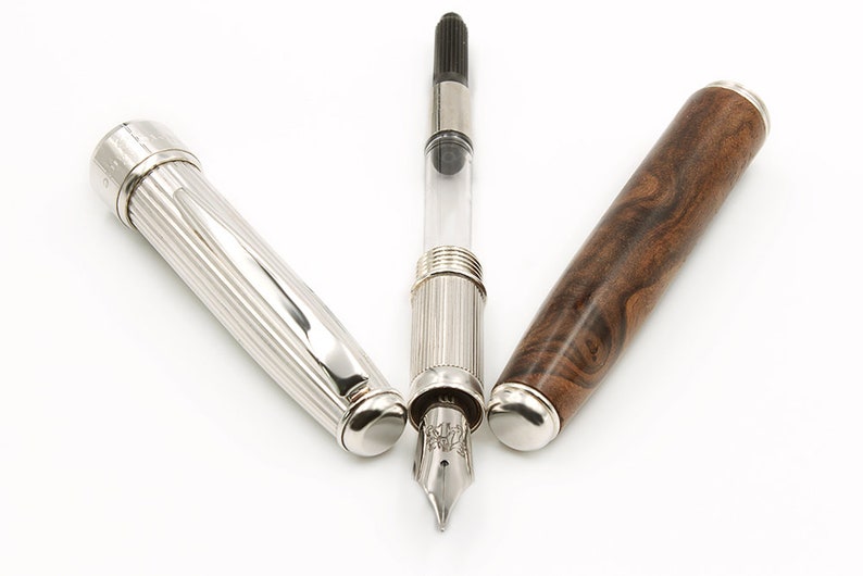 Handmade Fountain Pen Sterling Silver and Italian Walnut Wood Etsy