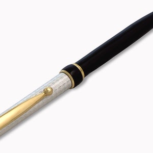 Penna a Sfera in Argento 925 Fondo Laccato Nero Fatta a Mano in Italia Regalo di San Valentino