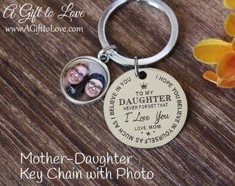 SALE! Mother - Daughter chain with photo - Daughter Key Chain - Personalized Key Chain