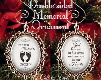 SALE! Double-Sided Memorial Ornament - Loss of Baby - God has you in his arms - Personalized Ornament with Photo