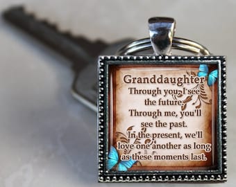 SALE! Granddaughter Keychain - Through you I see the future - Gift for Grandaughter