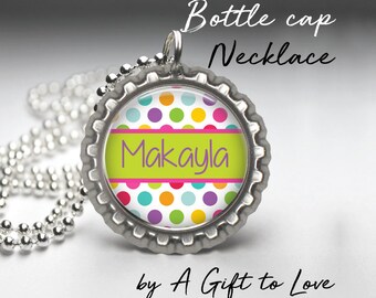 SALE! Personalized Bottle Cap Necklace - Confetti -  Party Favor - Child Gift -  Birthday Gift