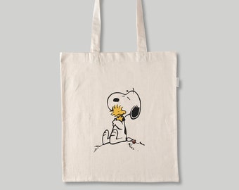 Peanuts Featuring Good Ol/' Charlie Brown Snoopy /& Woodstock Canvas Tote Bag NEW