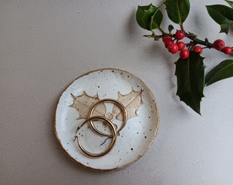 Clay Christmas Decoration Mistletoe Trinket Dish or Mini-Catchall Dish - Christmas Ornament, Tableware, Table Decor Clay Christmas Decor