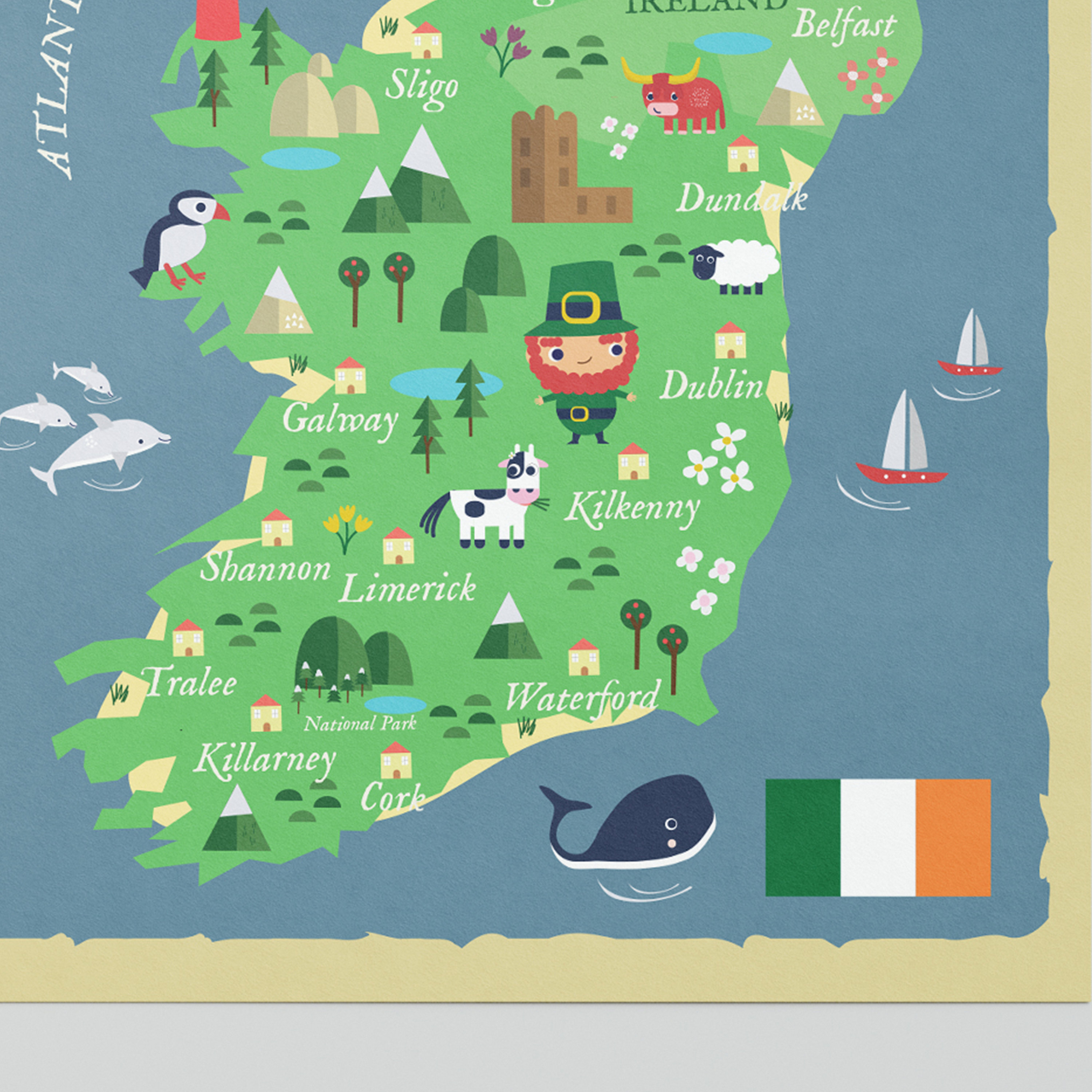 Fun Illustrated Kids Map of Ireland Irish Poster for Etsy