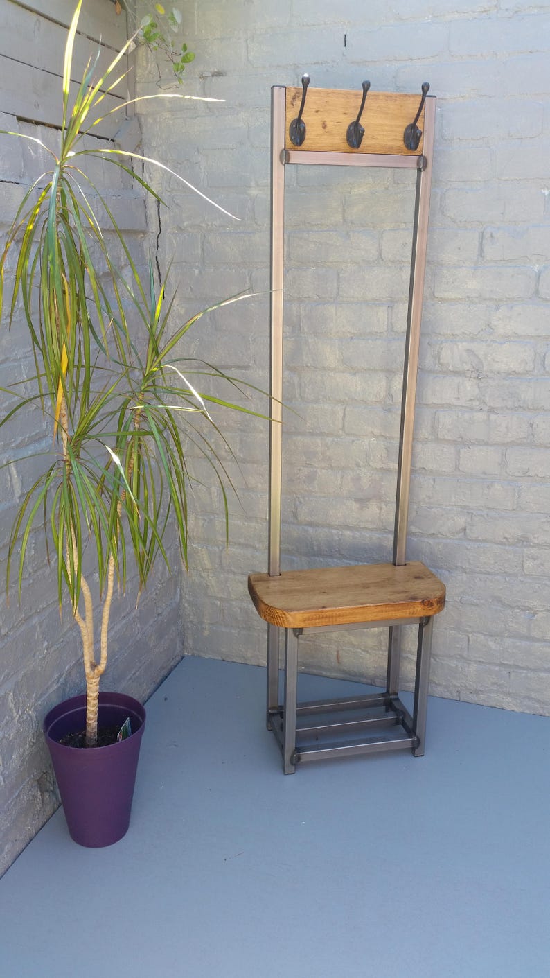 Narrow Coat Stand Hallway Bijou Coat Rack With Seat and Shoe Etsy UK