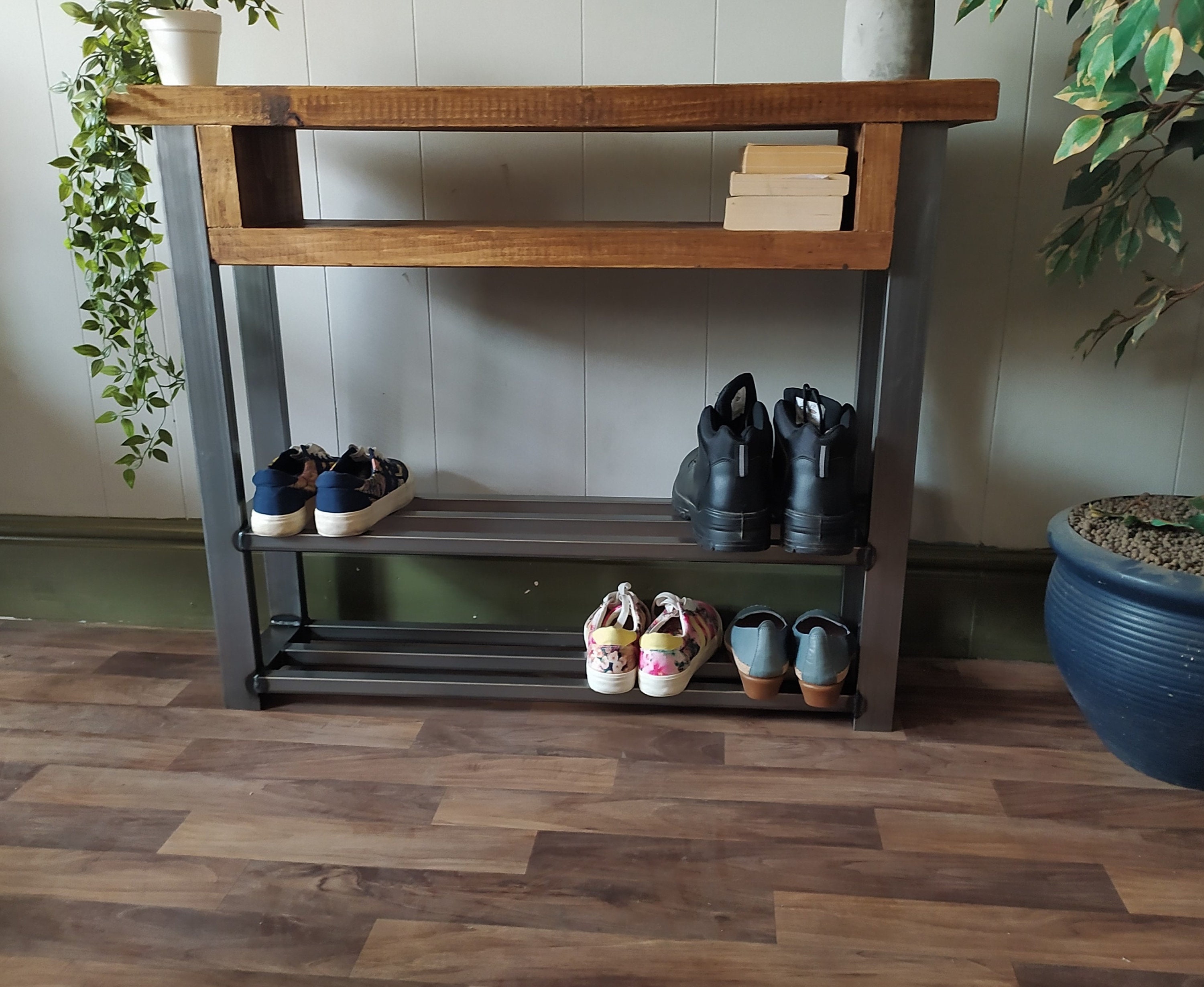 Rustic shoe rack console table Entryway Furniture Furniture Home